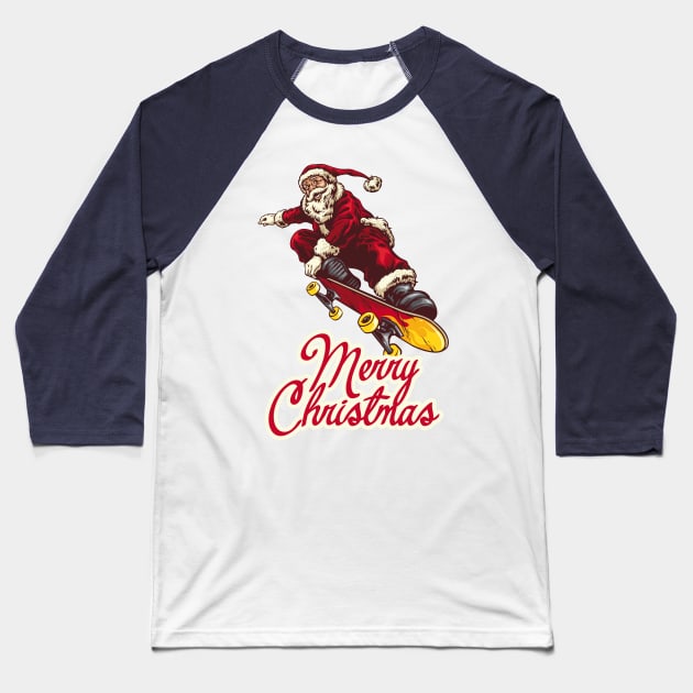 Merry Christmas Santa Claus skate skateboards Baseball T-Shirt by GeekCastle